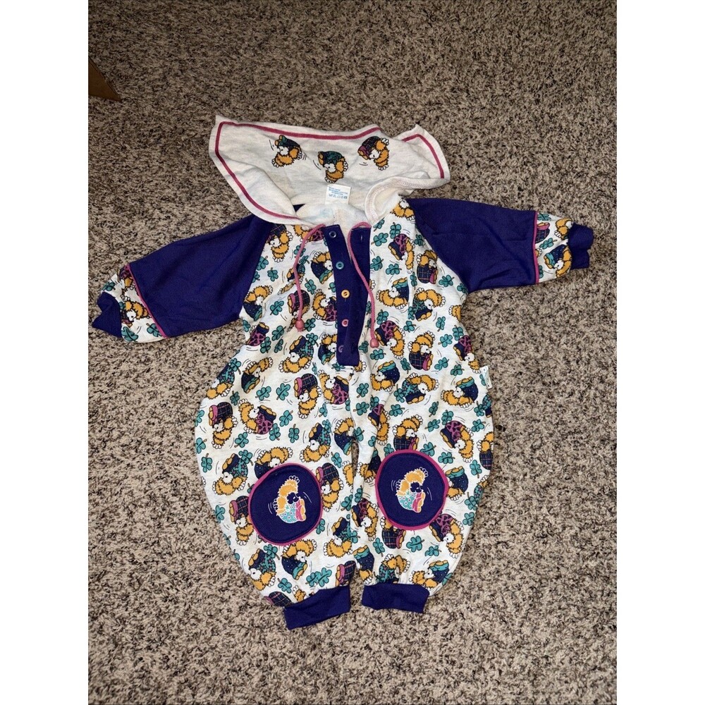Vintage Hedgehog Romper One Piece 12-36m Rare Colorblock Germany Retro Woodland